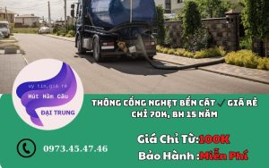 Thông cống nghẹt Bến Cát ✔️ Giá rẻ chỉ 70k, BH 15 Năm