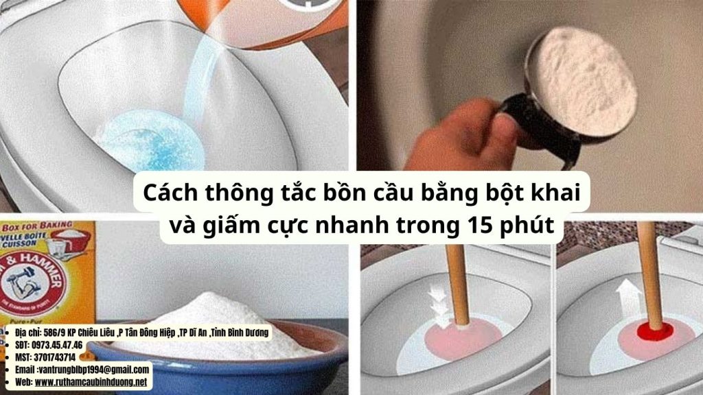 cách thông tắc bồn cầu bằng bột khai và giấm