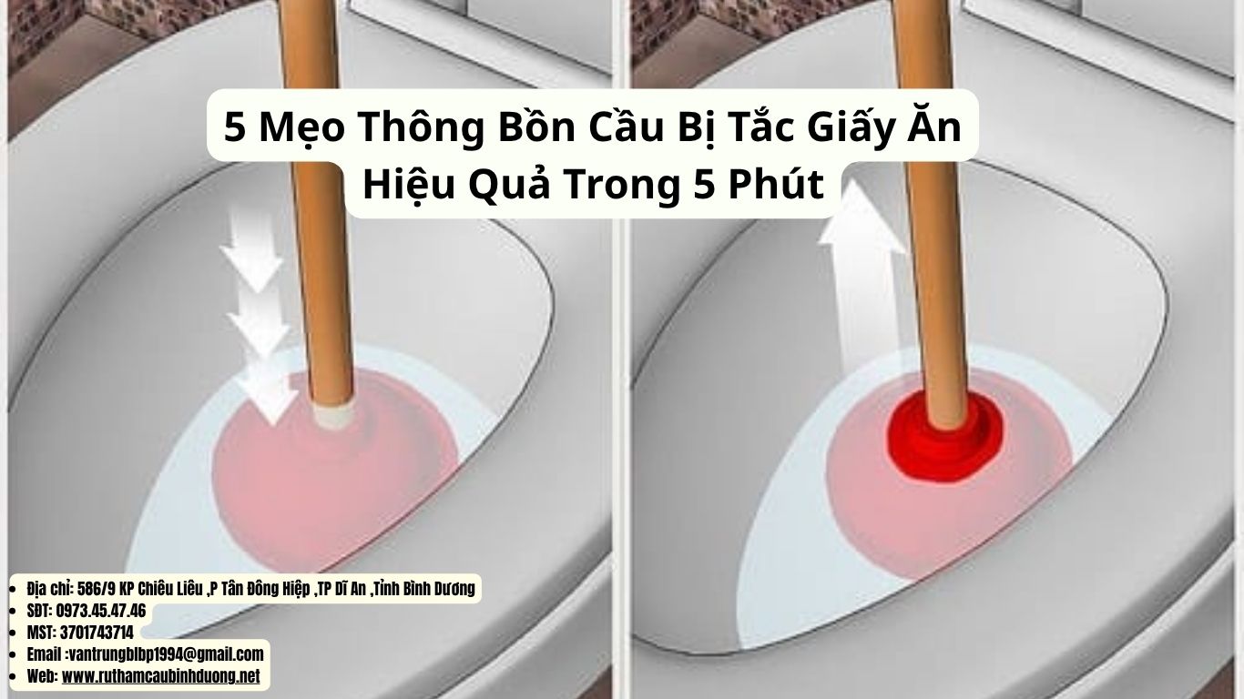 mẹo thông bồn cầu bị tắc giấy ăn